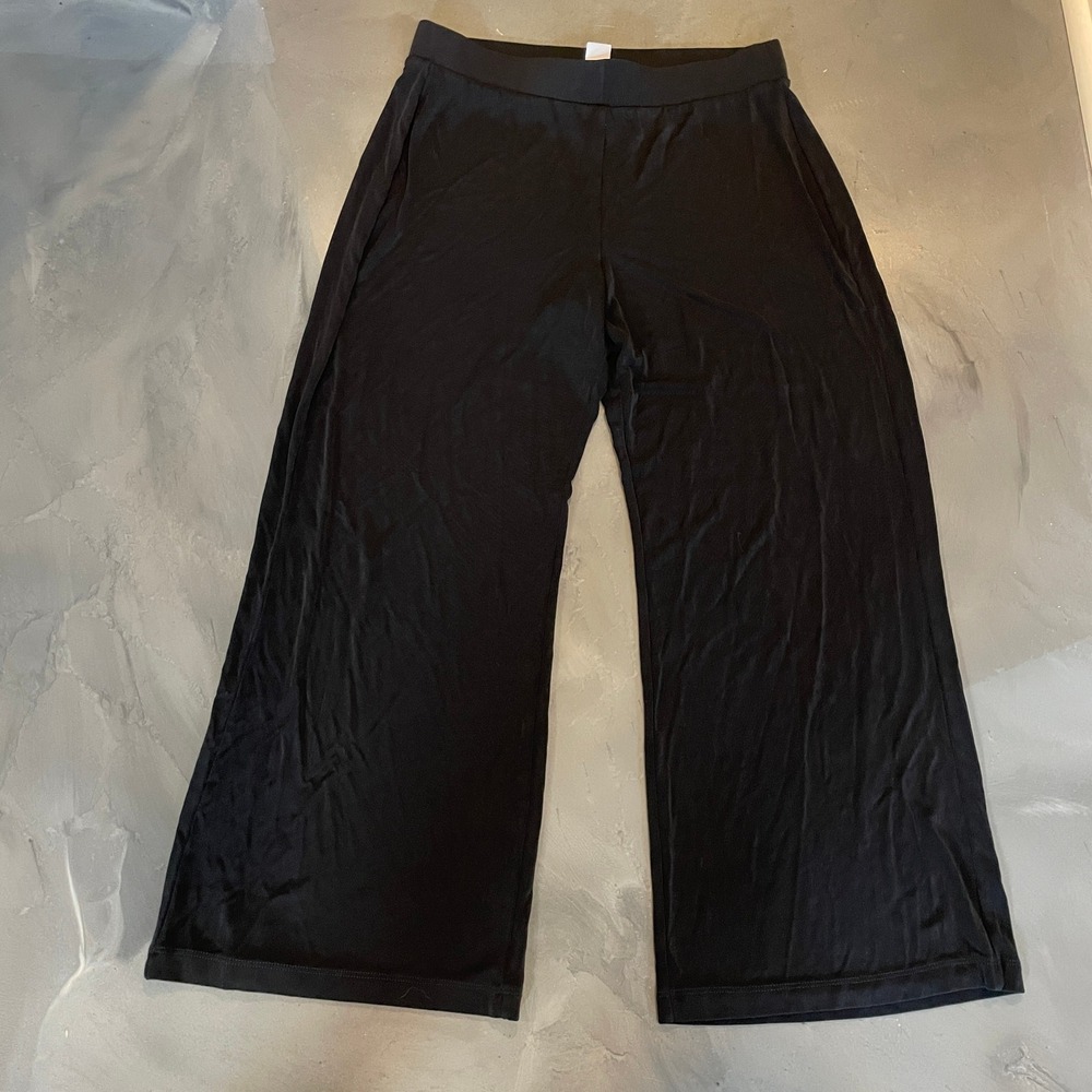 Chico's Travelers Black Wide Leg Pull On Pants Petite Size 1P 8/10P Stretchy